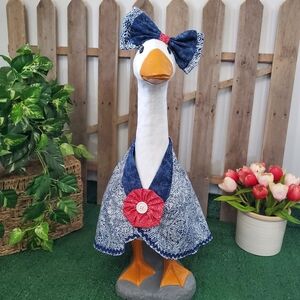 Larger Concrete Porch Goose Outfit New